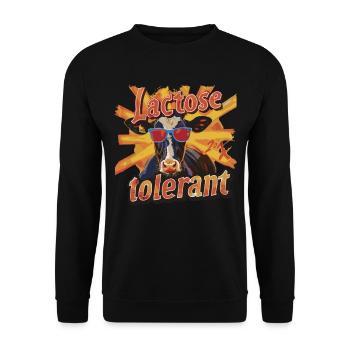 Lactose tolerant or lactose intolerant - Unisex Sweatshirt - black - Front - Alina (178cm) & Michal (187cm)