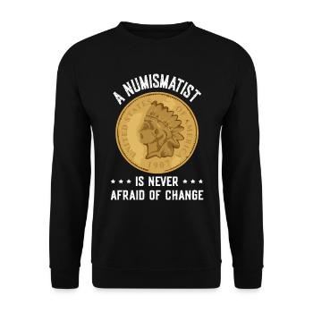 Coin Collector Definition Numismatics - Unisex Sweatshirt - black - Front - Alina (178cm) & Michal (187cm)
