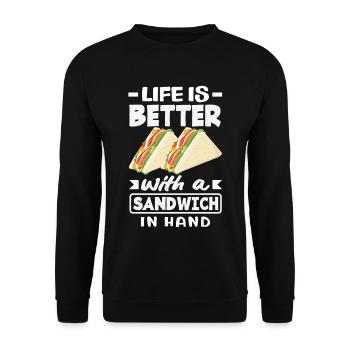 Sandwich Sandwich Snack Célébration - Sweat-shirt Unisexe - noir - Devant - Alina (178cm) & Michal (187cm)