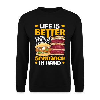 Sandwich Sandwich Snack Célébration - Sweat-shirt Unisexe - noir - Devant - Alina (178cm) & Michal (187cm)
