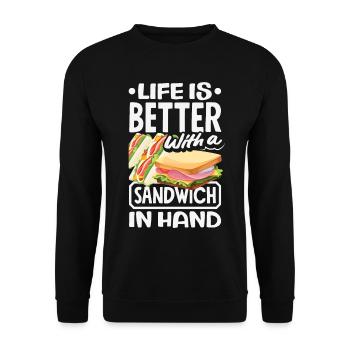 Sandwich Sandwich Snack Célébration - Sweat-shirt Unisexe - noir - Devant - Alina (178cm) & Michal (187cm)