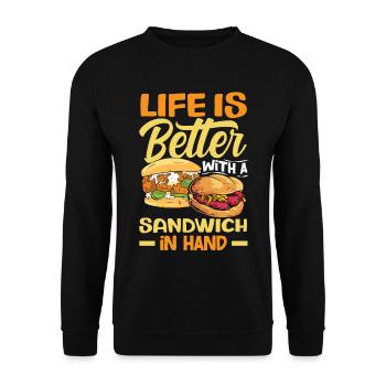 Sandwich Sandwich Snack Célébration - Sweat-shirt Unisexe - noir - Devant - Alina (178cm) & Michal (187cm)