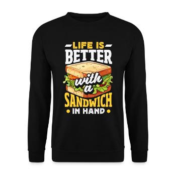 Sandwich Sandwich Snack Célébration - Sweat-shirt Unisexe - noir - Devant - Alina (178cm) & Michal (187cm)