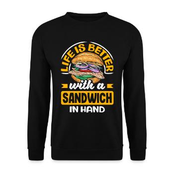 Sandwich Sandwich Snack Célébration - Sweat-shirt Unisexe - noir - Devant - Alina (178cm) & Michal (187cm)