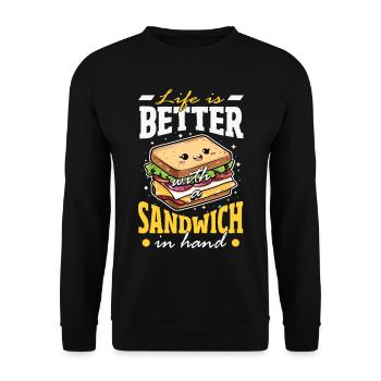 Sandwich Sandwich Snack Célébration - Sweat-shirt Unisexe - noir - Devant - Alina (178cm) & Michal (187cm)