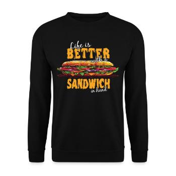 Sandwich Day Snack Celebration Sandwich - Unisex Sweatshirt - black - Front - Alina (178cm) & Michal (187cm)