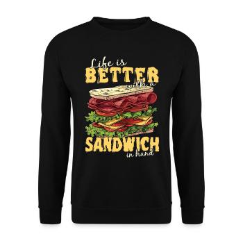 Sandwich Sandwich Snack Célébration - Sweat-shirt Unisexe - noir - Devant - Alina (178cm) & Michal (187cm)