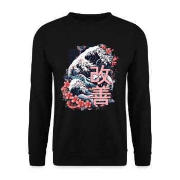 Hiragana Katakana Kaizen-methode Kaizen - Unisex Pullover - Schwarz - Vorne - Alina (178cm) & Michal (187cm)