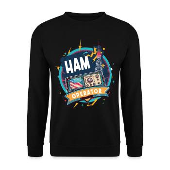 Stolzer Amateurfunk-betreiber - Unisex Pullover - Schwarz - Vorne - Alina (178cm) & Michal (187cm)