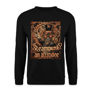 Steam Punk Art Funky Steampunk - Sweat-shirt Unisexe - noir - Devant - Alina (178cm) & Michal (187cm)