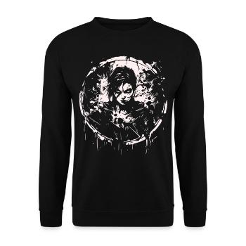 Hexe Halloween Fantasie Magie Gaming Steampunk Emo - Unisex Pullover - Schwarz - Vorne - Alina (178cm) & Michal (187cm)