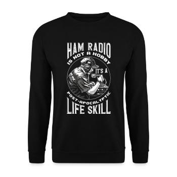 Stolzer Amateurfunk-betreiber - Unisex Pullover - Schwarz - Vorne - Alina (178cm) & Michal (187cm)