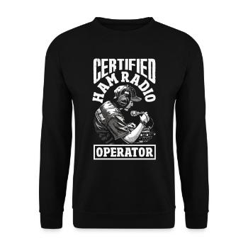 Stolzer Amateurfunk-betreiber - Unisex Pullover - Schwarz - Vorne - Alina (178cm) & Michal (187cm)