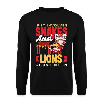 Nouvel An chinois Lune Lion Danse - Sweat-shirt Unisexe - noir - Devant - Alina (178cm) & Michal (187cm)
