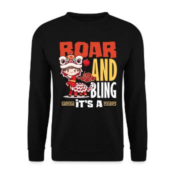 Nouvel An chinois Lune Lion Danse - Sweat-shirt Unisexe - noir - Devant - Alina (178cm) & Michal (187cm)