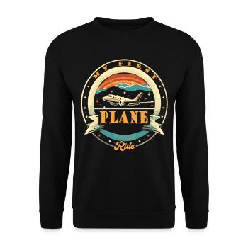 Meine Erste Flugreise Erstes Mal Fliegen - Unisex Pullover - Schwarz - Vorne - Alina (178cm) & Michal (187cm)