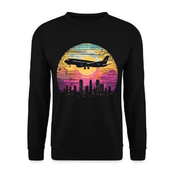 Meine Erste Flugreise Erstes Mal Fliegen - Unisex Pullover - Schwarz - Vorne - Alina (178cm) & Michal (187cm)