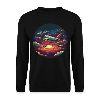 Meine Erste Flugreise Erstes Mal Fliegen - Unisex Pullover - Schwarz - Vorne - Alina (178cm) & Michal (187cm)