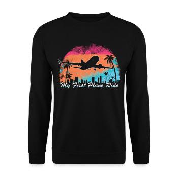 Meine Erste Flugreise Erstes Mal Fliegen - Unisex Pullover - Schwarz - Vorne - Alina (178cm) & Michal (187cm)