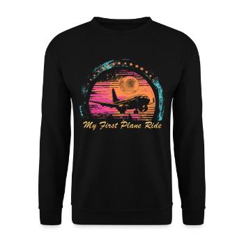 Meine Erste Flugreise Erstes Mal Fliegen - Unisex Pullover - Schwarz - Vorne - Alina (178cm) & Michal (187cm)