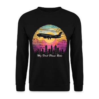 Meine Erste Flugreise Erstes Mal Fliegen - Unisex Pullover - Schwarz - Vorne - Alina (178cm) & Michal (187cm)