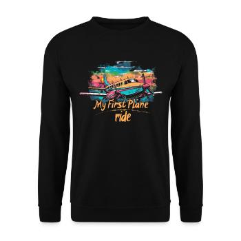 Meine Erste Flugreise Erstes Mal Fliegen - Unisex Pullover - Schwarz - Vorne - Alina (178cm) & Michal (187cm)