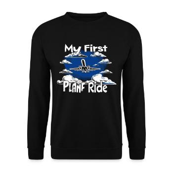Meine Erste Flugreise Erstes Mal Fliegen - Unisex Pullover - Schwarz - Vorne - Alina (178cm) & Michal (187cm)