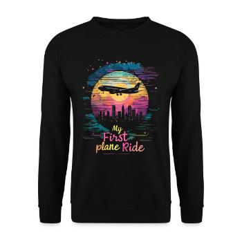 Meine Erste Flugreise Erstes Mal Fliegen - Unisex Pullover - Schwarz - Vorne - Alina (178cm) & Michal (187cm)
