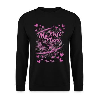 Meine Erste Flugreise Erstes Mal Fliegen - Unisex Pullover - Schwarz - Vorne - Alina (178cm) & Michal (187cm)