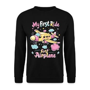 Meine Erste Flugreise Erstes Mal Fliegen - Unisex Pullover - Schwarz - Vorne - Alina (178cm) & Michal (187cm)