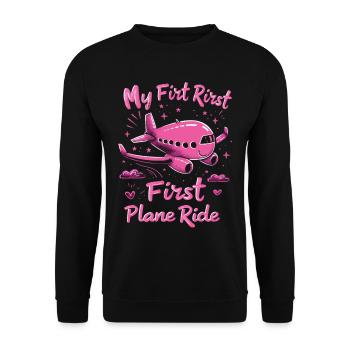 Meine Erste Flugreise Erstes Mal Fliegen - Unisex Pullover - Schwarz - Vorne - Alina (178cm) & Michal (187cm)
