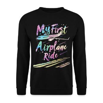 Meine Erste Flugreise Erstes Mal Fliegen - Unisex Pullover - Schwarz - Vorne - Alina (178cm) & Michal (187cm)