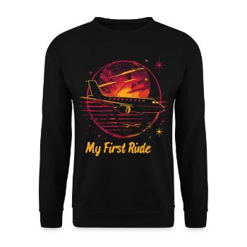 Meine Erste Flugreise Erstes Mal Fliegen - Unisex Pullover - Schwarz - Vorne - Alina (178cm) & Michal (187cm)