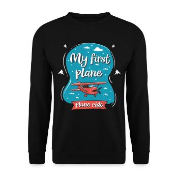 Meine Erste Flugreise Erstes Mal Fliegen - Unisex Pullover - Schwarz - Vorne - Alina (178cm) & Michal (187cm)