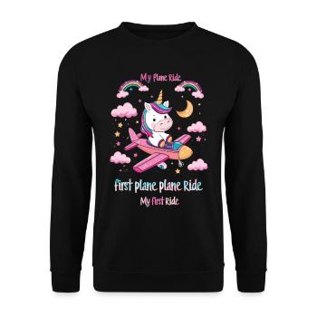 Meine Erste Flugreise Erstes Mal Fliegen - Unisex Pullover - Schwarz - Vorne - Alina (178cm) & Michal (187cm)