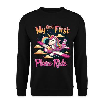 Meine Erste Flugreise Erstes Mal Fliegen - Unisex Pullover - Schwarz - Vorne - Alina (178cm) & Michal (187cm)