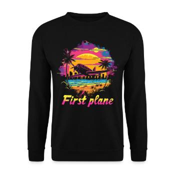 Meine Erste Flugreise Erstes Mal Fliegen - Unisex Pullover - Schwarz - Vorne - Alina (178cm) & Michal (187cm)