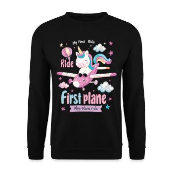 Meine Erste Flugreise Erstes Mal Fliegen - Unisex Pullover - Schwarz - Vorne - Alina (178cm) & Michal (187cm)