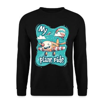 Meine Erste Flugreise Erstes Mal Fliegen - Unisex Pullover - Schwarz - Vorne - Alina (178cm) & Michal (187cm)