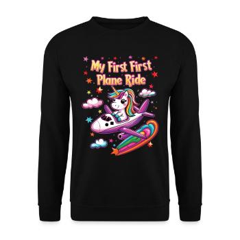 Meine Erste Flugreise Erstes Mal Fliegen - Unisex Pullover - Schwarz - Vorne - Alina (178cm) & Michal (187cm)