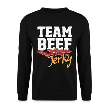 Beef Jerky Dealer Beef Jerky Costume - Unisex Sweatshirt - black - Front - Alina (178cm) & Michal (187cm)