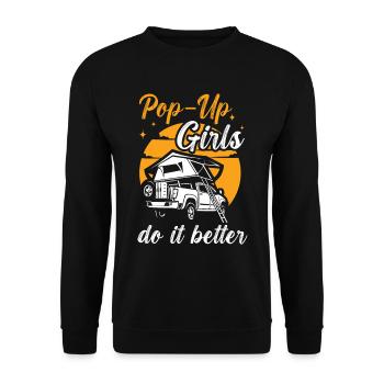 Wohnmobilzubehör Pop-up-camper - Unisex Pullover - Schwarz - Vorne - Alina (178cm) & Michal (187cm)