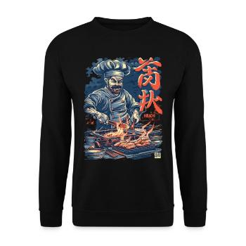 Hibachi Teppanyaki Bbq Japanese Cuisine - Unisex Sweatshirt - black - Front - Alina (178cm) & Michal (187cm)