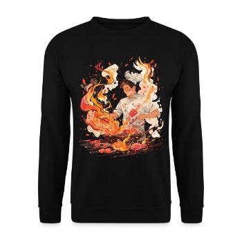 Hibachi Teppanyaki Bbq Japanese Cuisine - Unisex Sweatshirt - black - Front - Alina (178cm) & Michal (187cm)