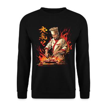 Hibachi Teppanyaki Bbq Japanese Cuisine - Unisex Sweatshirt - black - Front - Alina (178cm) & Michal (187cm)