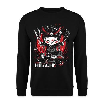 Hibachi Teppanyaki Bbq Japanese Cuisine - Unisex Sweatshirt - black - Front - Alina (178cm) & Michal (187cm)