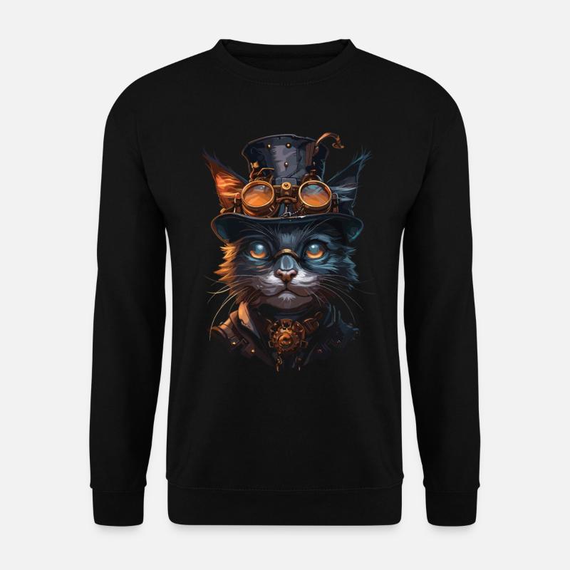 Steampunk cat - Unisex Sweatshirt - black