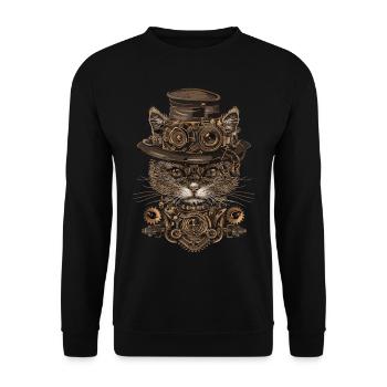 Chat steampunk - Sweat-shirt Unisexe - noir - Devant - Alina (178cm) & Michal (187cm)