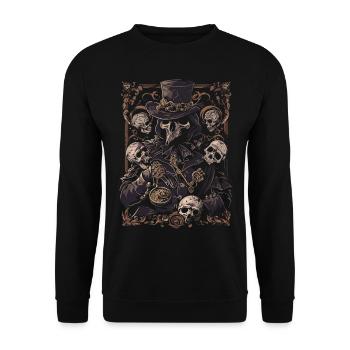 Steampunk Pestilence Plague Doctor - Unisex Sweatshirt - black - Front - Alina (178cm) & Michal (187cm)