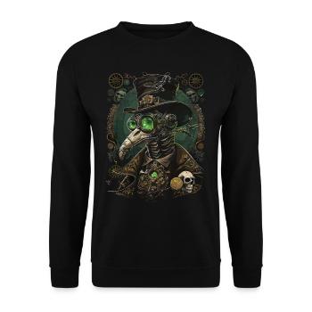 Steampunk Pestilence Plague Doctor - Unisex Sweatshirt - black - Front - Alina (178cm) & Michal (187cm)